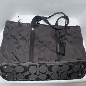 🔥🔥🔥 Coach Signature Kyra Black Travel Tote - Black And Hot Pink